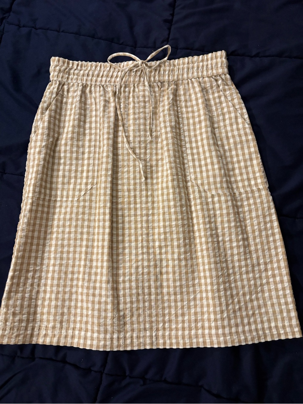 Studio West Apparel Gingham A-Line Skirt in Brown & White Size Medium